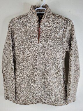 Alpine Sherpa Men's Beige Fleece 1/4 Zip Mock Neck Pullover Sweater Size Small